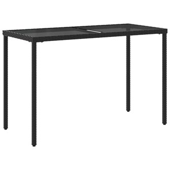 Tuintafel met glazen blad 115x54x74 cm poly rattan zwart 8721012236462 6