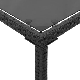 Tuintafel met glazen blad 115x54x74 cm poly rattan zwart 8721012236462 8
