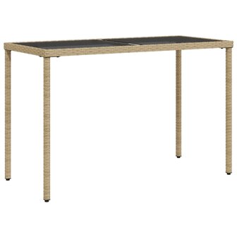 Tuintafel met glazen blad 115x54x74 cm poly rattan beige 8721012236493 2