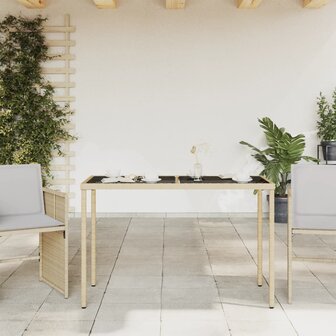 Tuintafel met glazen blad 115x54x74 cm poly rattan beige 8721012236493 3