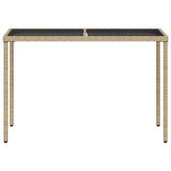 Tuintafel met glazen blad 115x54x74 cm poly rattan beige 8721012236493 4