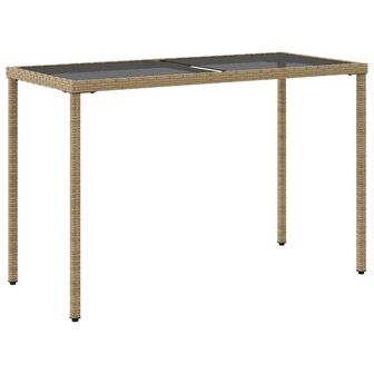 Tuintafel met glazen blad 115x54x74 cm poly rattan beige 8721012236493 6