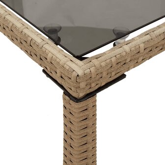 Tuintafel met glazen blad 115x54x74 cm poly rattan beige 8721012236493 8
