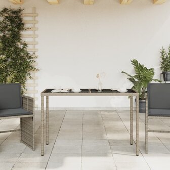 Tuintafel met glazen blad 115x54x74 cm poly rattan grijs 8721012236479 3