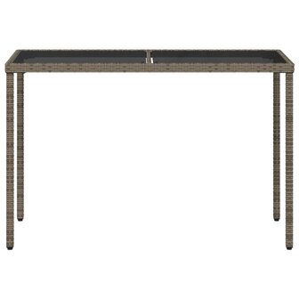 Tuintafel met glazen blad 115x54x74 cm poly rattan grijs 8721012236479 4