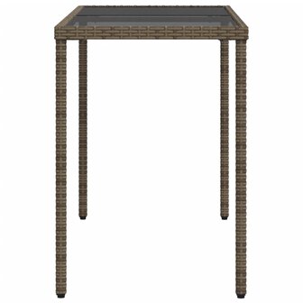 Tuintafel met glazen blad 115x54x74 cm poly rattan grijs 8721012236479 5