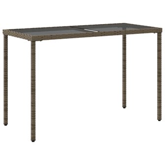 Tuintafel met glazen blad 115x54x74 cm poly rattan grijs 8721012236479 6