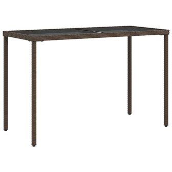 Tuintafel met glazen blad 115x54x74 cm poly rattan bruin 8721012236486 2