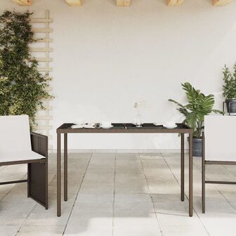 Tuintafel met glazen blad 115x54x74 cm poly rattan bruin 8721012236486 3