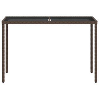 Tuintafel met glazen blad 115x54x74 cm poly rattan bruin 8721012236486 4