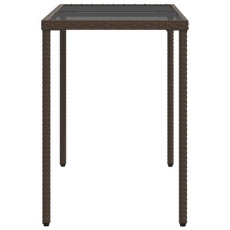 Tuintafel met glazen blad 115x54x74 cm poly rattan bruin 8721012236486 5
