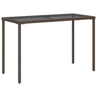 Tuintafel met glazen blad 115x54x74 cm poly rattan bruin 8721012236486 6