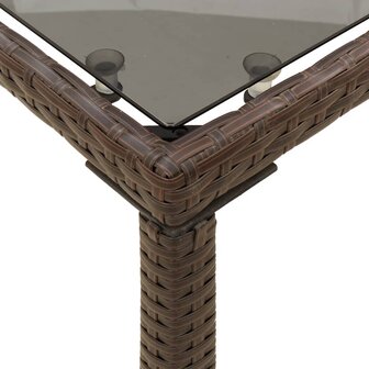 Tuintafel met glazen blad 115x54x74 cm poly rattan bruin 8721012236486 8