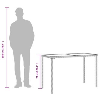 Tuintafel met glazen blad 115x54x74 cm poly rattan bruin 8721012236486 9