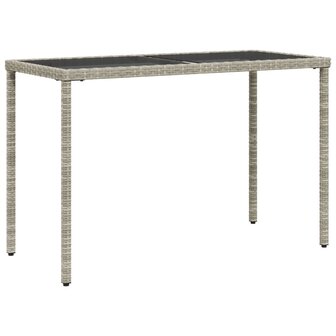 Tuintafel met glazen blad 115x54x74 cm poly rattan lichtgrijs 8721012236530 2