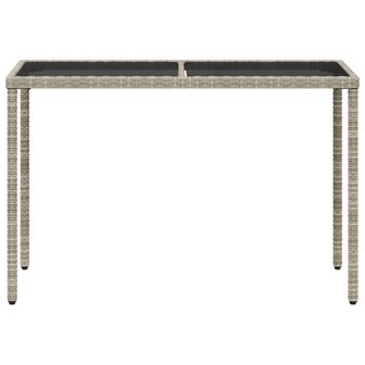 Tuintafel met glazen blad 115x54x74 cm poly rattan lichtgrijs 8721012236530 4