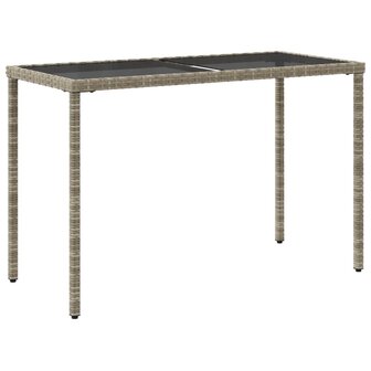 Tuintafel met glazen blad 115x54x74 cm poly rattan lichtgrijs 8721012236530 6