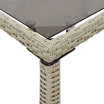 Tuintafel met glazen blad 115x54x74 cm poly rattan lichtgrijs 8721012236530 8