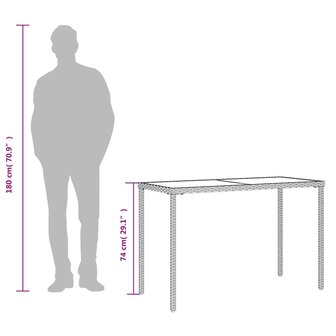 Tuintafel met glazen blad 115x54x74 cm poly rattan lichtgrijs 8721012236530 9