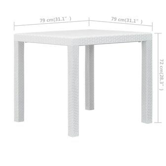 Tuintafel 79x79x72 cm rattan-look kunststof wit 8719883552590 5