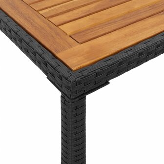 Tuintafel met acaciahouten blad 115x54x74 cm poly rattan zwart 8721012236516 8