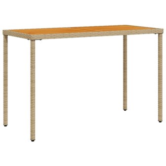 Tuintafel met acaciahouten blad 115x54x74 cm poly rattan beige 8721012236523 2