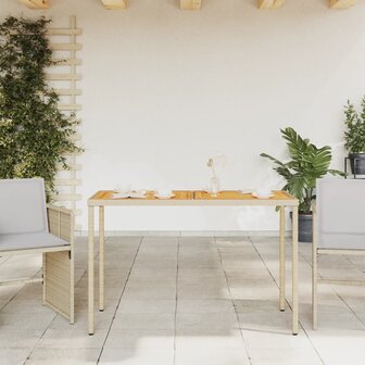 Tuintafel met acaciahouten blad 115x54x74 cm poly rattan beige 8721012236523 3