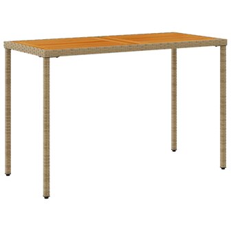 Tuintafel met acaciahouten blad 115x54x74 cm poly rattan beige 8721012236523 6