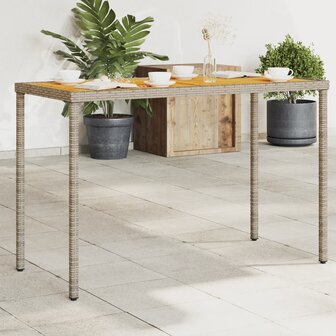 Tuintafel met acaciahouten blad 115x54x74 cm poly rattan grijs 8721012236509 1