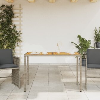Tuintafel met acaciahouten blad 115x54x74 cm poly rattan grijs 8721012236509 3