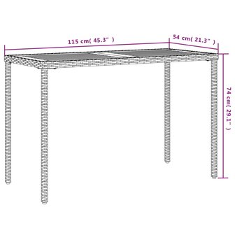 Tuintafel met acaciahouten blad 115x54x74 cm poly rattan grijs 8721012236509 10