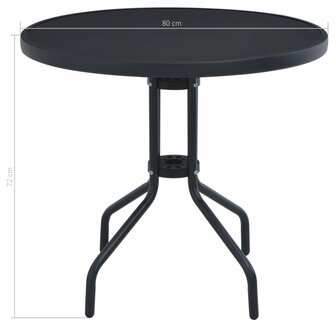 Tuintafel 80 cm staal en glas zwart 8719883759128 4