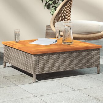 Tuintafel 70x70x25 cm poly rattan en acaciahout grijs 8721102642494 1