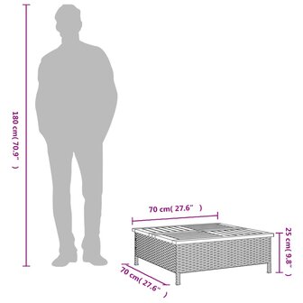 Tuintafel 70x70x25 cm poly rattan en acaciahout grijs 8721102642494 9