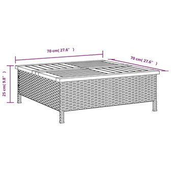 Tuintafel 70x70x25 cm poly rattan en acaciahout grijs 8721102642494 10