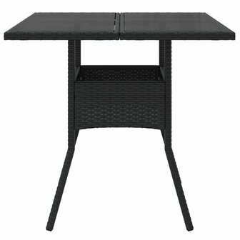 Tuintafel met glazen blad 80x80x75 cm poly rattan zwart 8721012264472 4