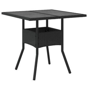 Tuintafel met glazen blad 80x80x75 cm poly rattan zwart 8721012264472 6