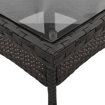 Tuintafel met glazen blad 80x80x75 cm poly rattan zwart 8721012264472 8