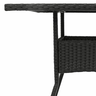 Tuintafel met glazen blad 80x80x75 cm poly rattan zwart 8721012264472 9