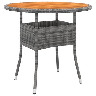 Tuintafel &Oslash;80x75 cm acaciahout en poly rattan grijs 8720286089866 1