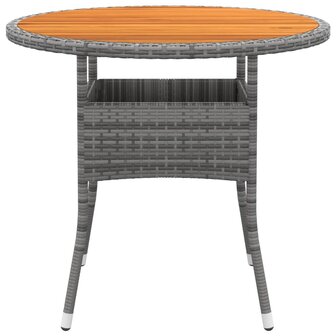 Tuintafel &Oslash;80x75 cm acaciahout en poly rattan grijs 8720286089866 2