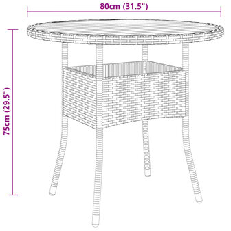 Tuintafel &Oslash;80x75 cm acaciahout en poly rattan grijs 8720286089866 4