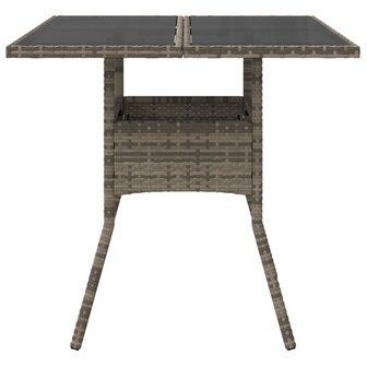 Tuintafel met glazen blad 80x80x75 cm poly rattan grijs 8721012264489 4