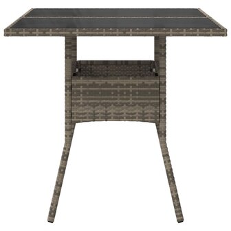 Tuintafel met glazen blad 80x80x75 cm poly rattan grijs 8721012264489 5