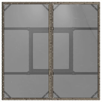Tuintafel met glazen blad 80x80x75 cm poly rattan grijs 8721012264489 7