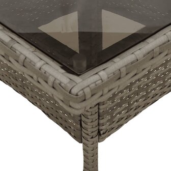 Tuintafel met glazen blad 80x80x75 cm poly rattan grijs 8721012264489 8