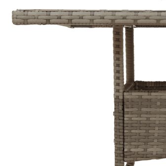 Tuintafel met glazen blad 80x80x75 cm poly rattan grijs 8721012264489 9