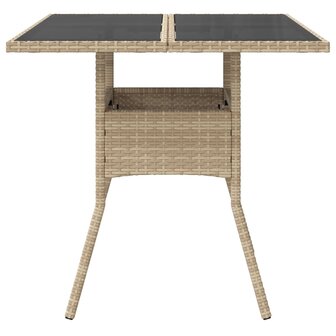 Tuintafel met glazen blad 80x80x75 cm poly rattan beige 8721012264496 4