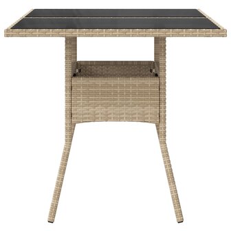 Tuintafel met glazen blad 80x80x75 cm poly rattan beige 8721012264496 5