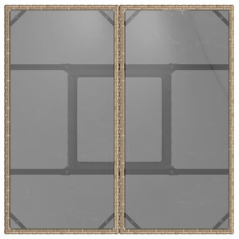 Tuintafel met glazen blad 80x80x75 cm poly rattan beige 8721012264496 7